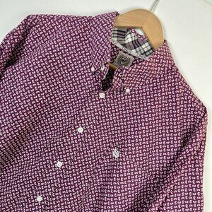 Cinch Men’s Large Micro Paisley Long Sleeve Button Down Shirt Purple Western